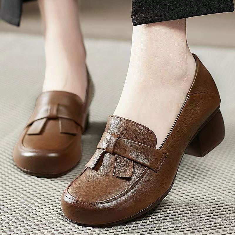 Giày Da Mềm Đế Dày Thoải Mái Phong Cách Retro Thời Trang Xuân Thu Cho Nữ