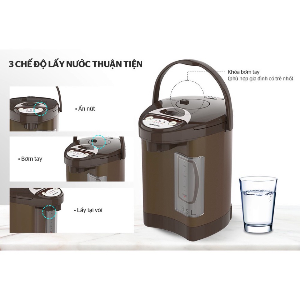 BÌNH THỦY ĐIỆN 3.5 L SUNHOUSE SHD1535C - Bảo hành 12 tháng