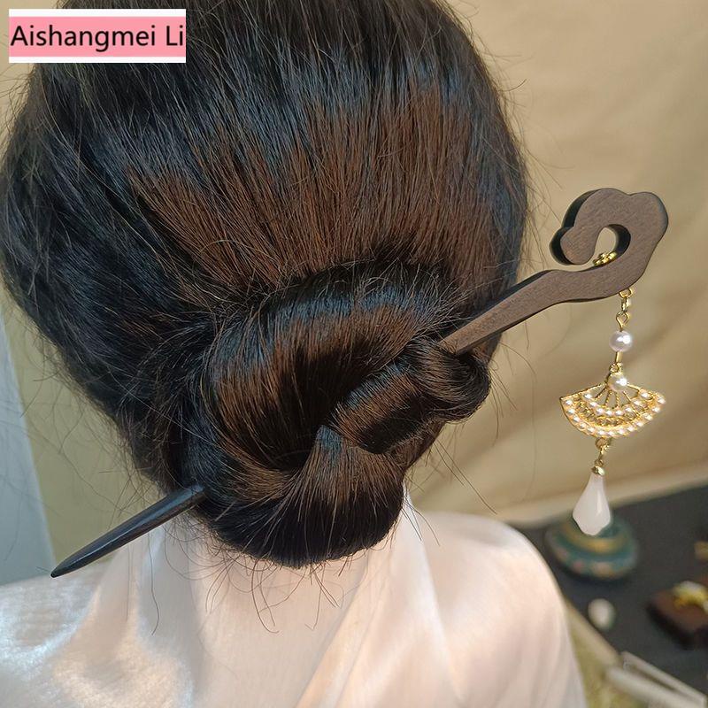 Trâm Cài Tóc Bằng Gỗ Họa Tiết Hoa Mộc Lan Trắng Phong Cách Cổ Điển Cho Nữ