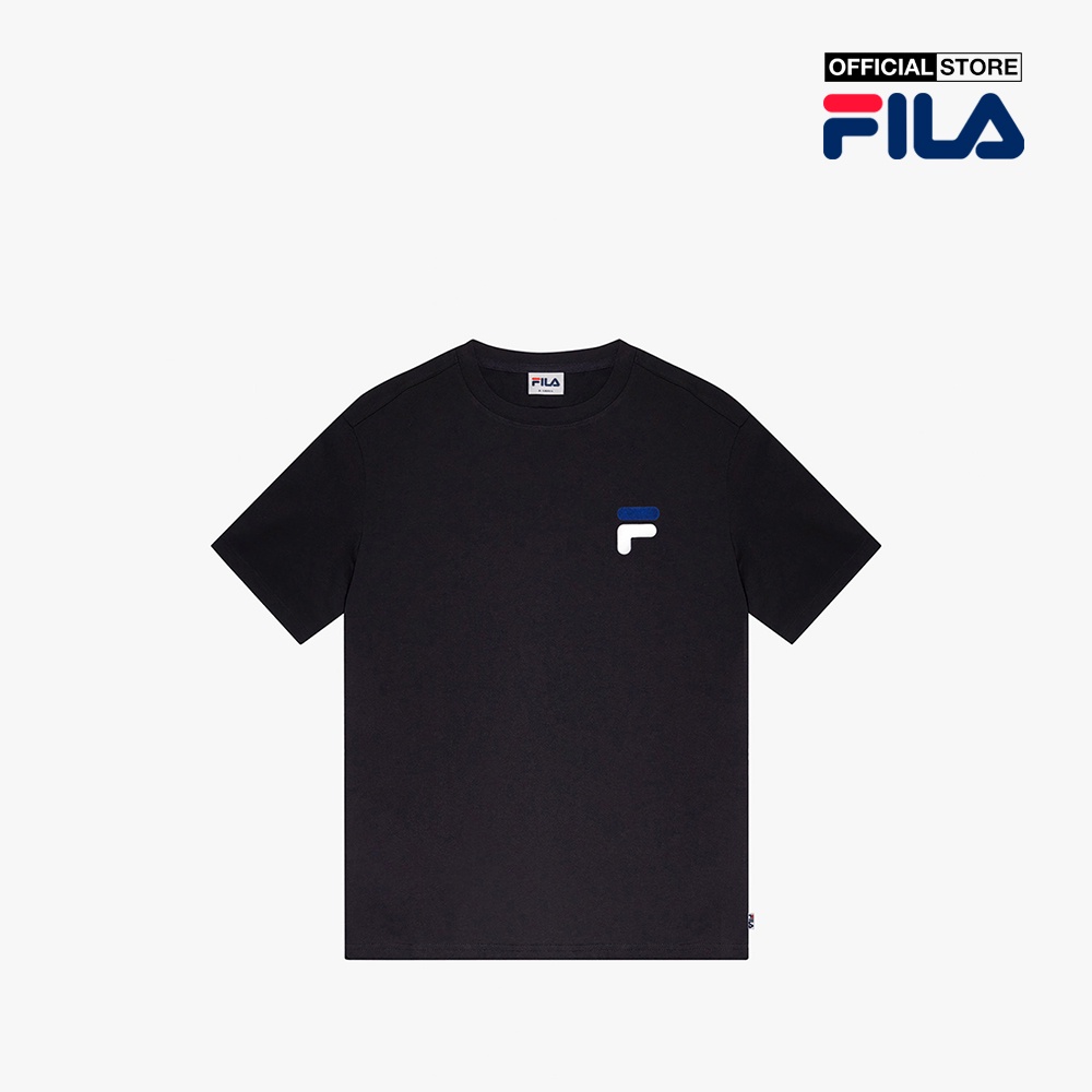 FILA - Áo thun unisex cổ tròn tay ngắn Heritage Loose Fit Logo FW2RSF2086X-BLK