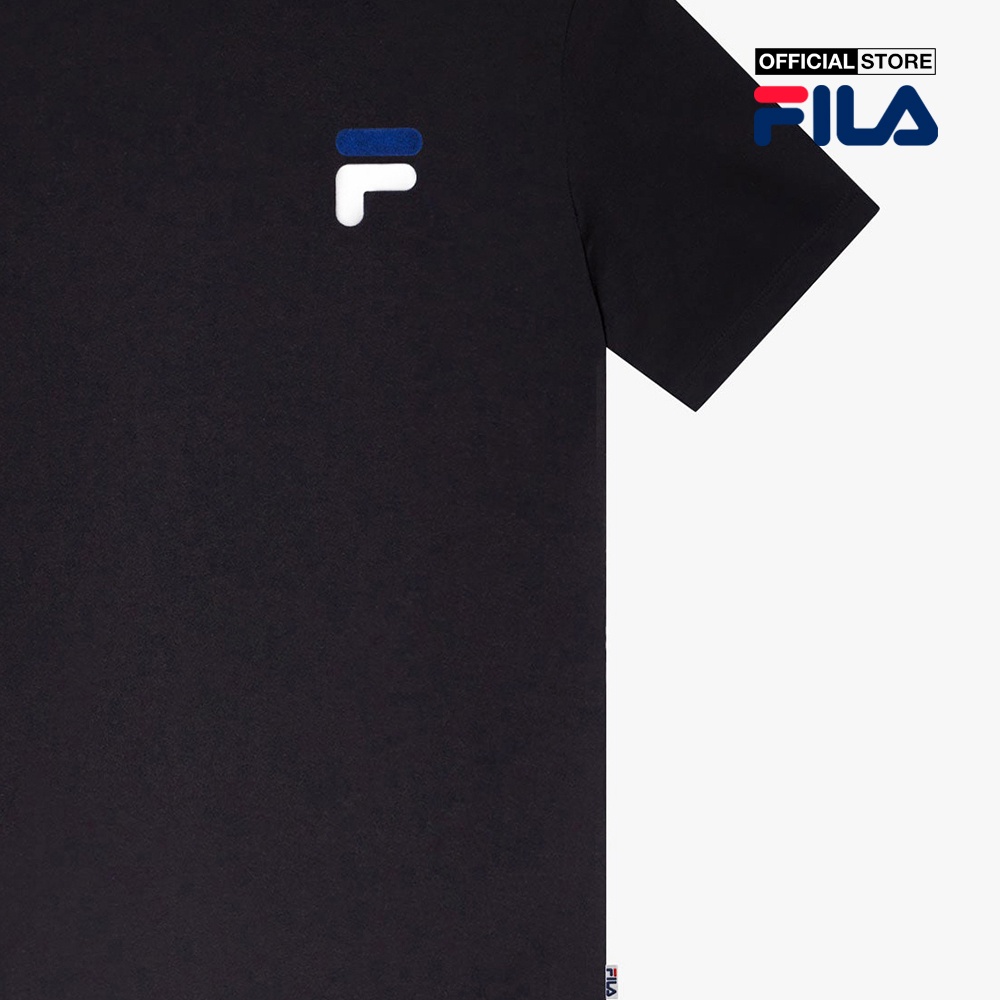 FILA - Áo thun unisex cổ tròn tay ngắn Heritage Loose Fit Logo FW2RSF2086X-BLK