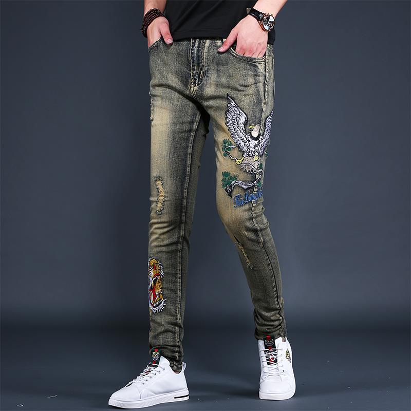 Quần jeans Dài Thêu Hoa Thời Trang Dành Cho Nam Mới