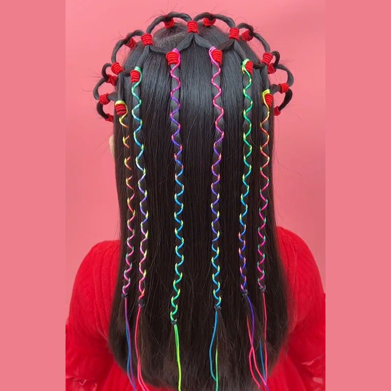 Dây Buộc Tóc Nhiều Màu Sắc Mỏng Nhẹ Sặc Sỡ Cho Bé Gái