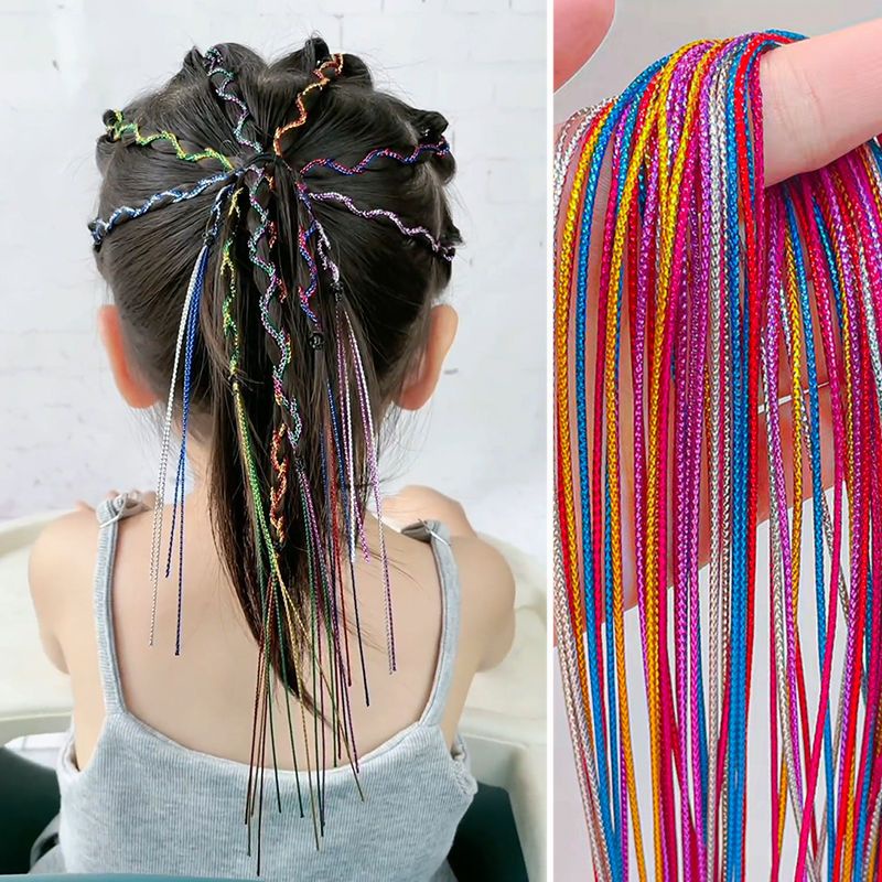 Dây Buộc Tóc Ruy Băng Bện Màu Vàng Sáng Nhiều Màu Sắc Cá Tính Phong Cách Nước Ngoài Dành Cho Trẻ Em