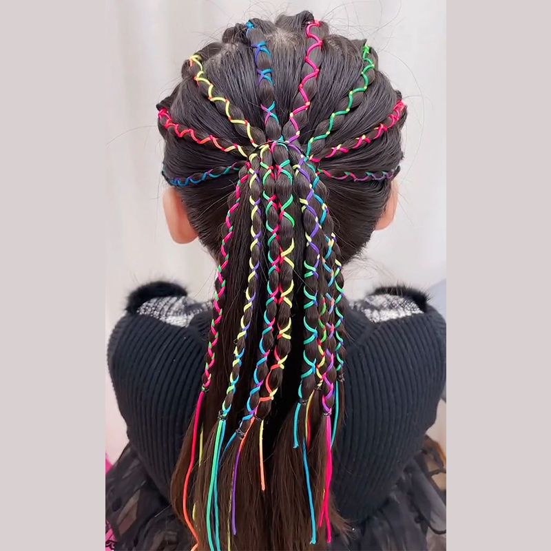 Dây Buộc Tóc Nhiều Màu Sắc Mỏng Nhẹ Sặc Sỡ Cho Bé Gái