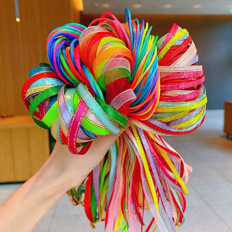 Dây Buộc Tóc Ruy Băng Bện Màu Vàng Sáng Nhiều Màu Sắc Cá Tính Phong Cách Nước Ngoài Dành Cho Trẻ Em