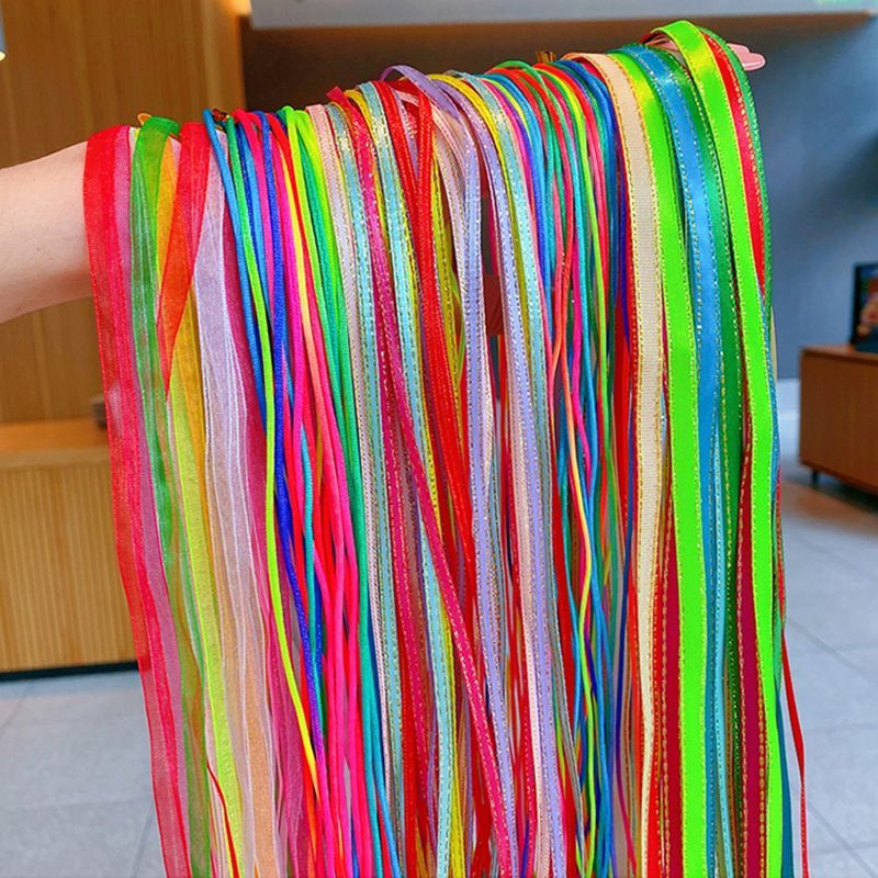 Dây Buộc Tóc Ruy Băng Bện Màu Vàng Sáng Nhiều Màu Sắc Cá Tính Phong Cách Nước Ngoài Dành Cho Trẻ Em