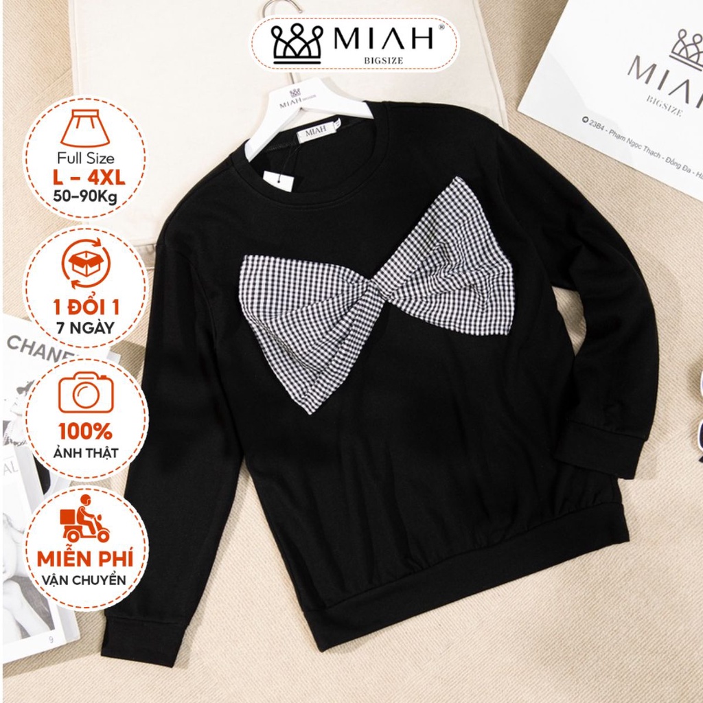 Áo thu đông nữ thun dài tay bigsize chất nỉ da cá hai màu đen và hồng 50-90kg đi chơi cafe dạo phố MIAH AO0004