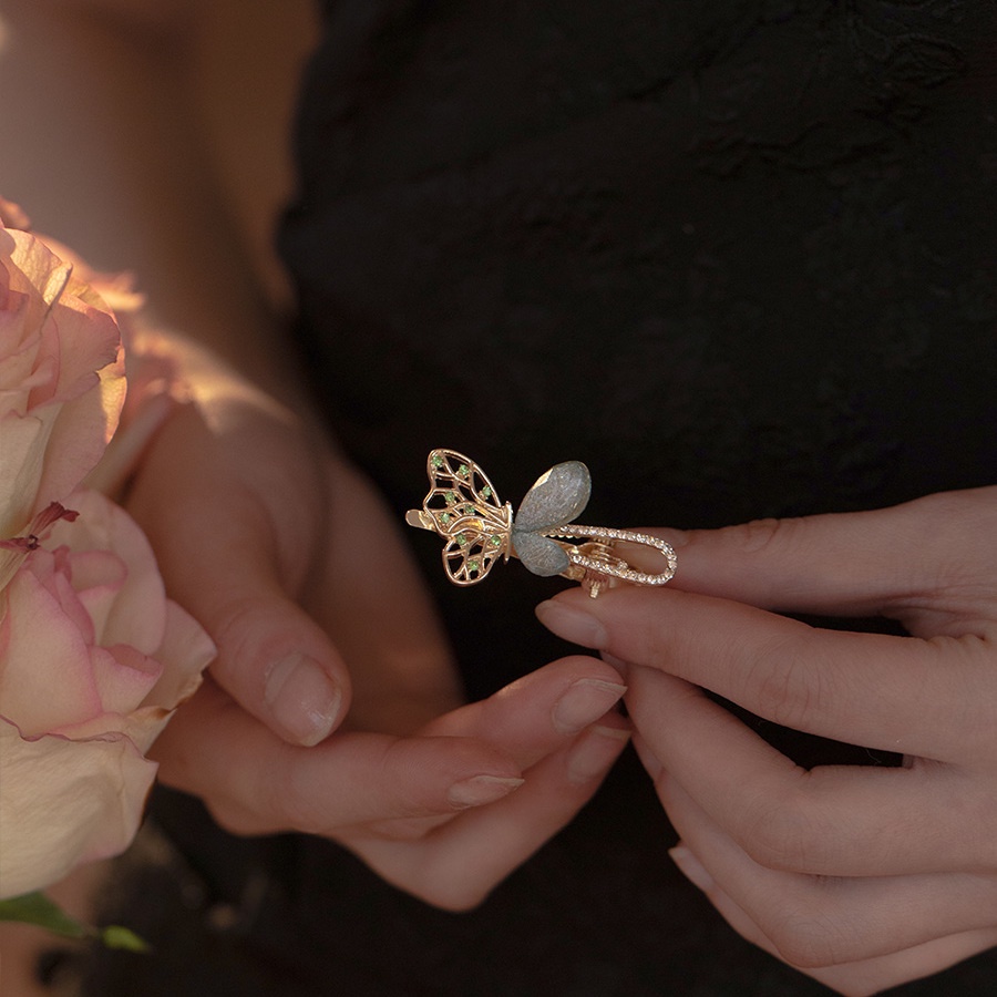 Kẹp Tóc Hình Bướm Ngọt Ngào Phong Cách Retro Cho Nữ