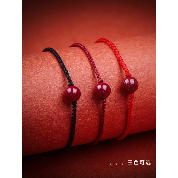 Vòng Tay Chuỗi Hạt Đá Tự Nhiên Màu Đỏ Thu Hút Hình Thỏ Thời Trang Cho Nam Và Nữ