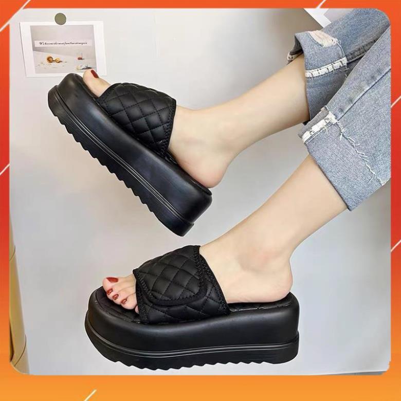Dép Quai Trám Đế 7cm Chất Da Mềm