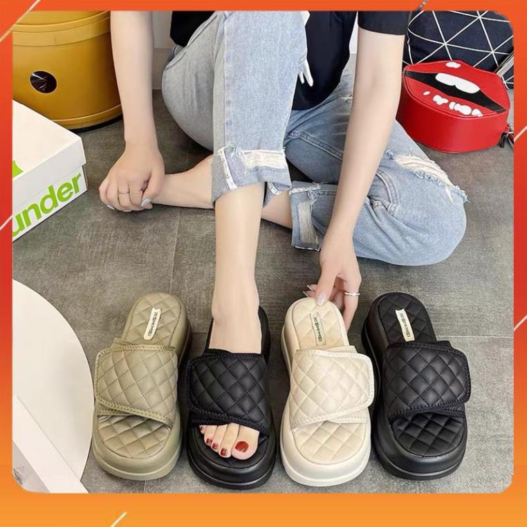 Dép Quai Trám Đế 7cm Chất Da Mềm