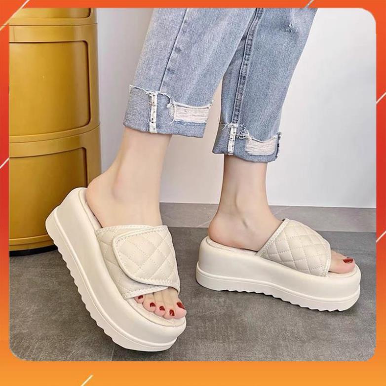 Dép Quai Trám Đế 7cm Chất Da Mềm