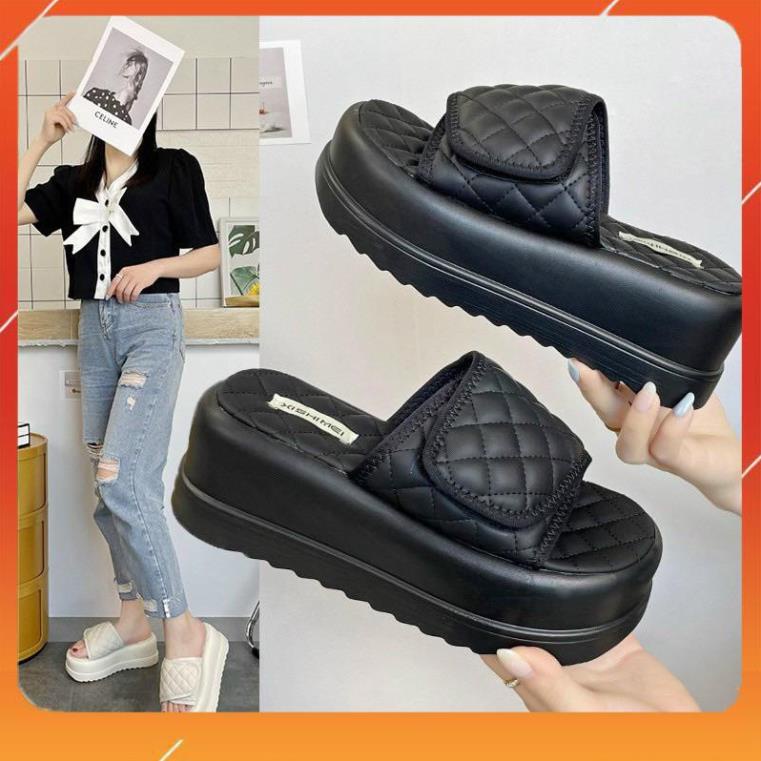 Dép Quai Trám Đế 7cm Chất Da Mềm