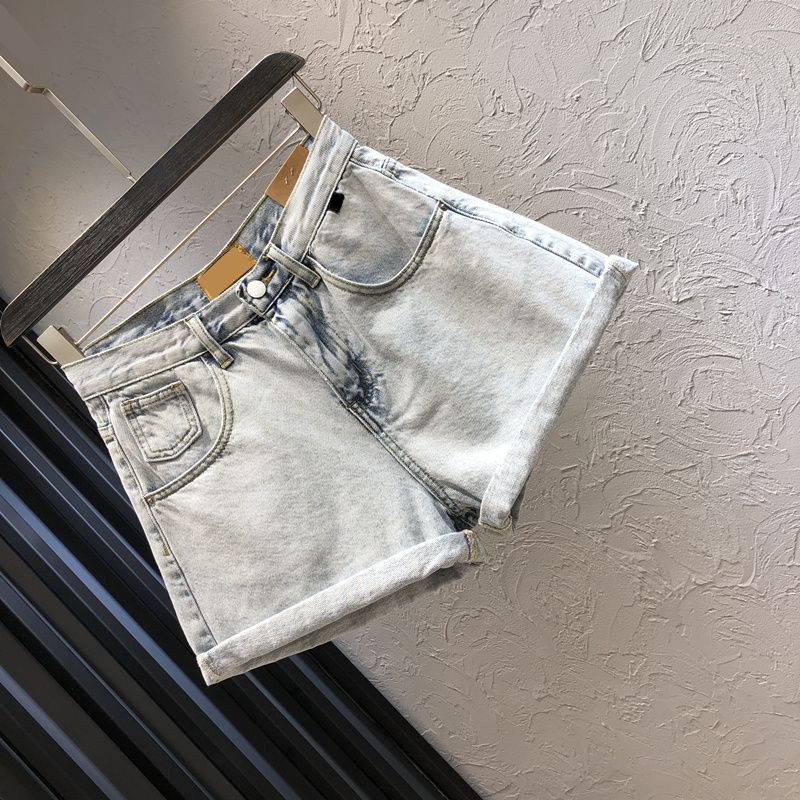Quần Short Denim Dáng Chữ a Ống Rộng Lưng Cao Màu Tương Phản Cỡ Lớn Thời Trang Mới Cho Nữ