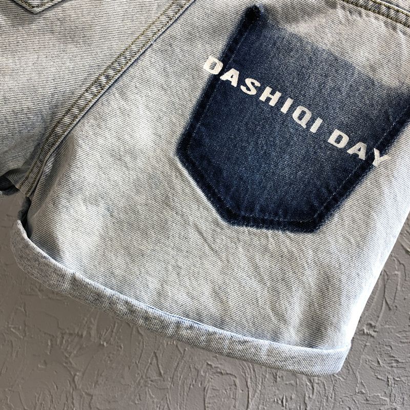 Quần Short Denim Dáng Chữ a Ống Rộng Lưng Cao Màu Tương Phản Cỡ Lớn Thời Trang Mới Cho Nữ