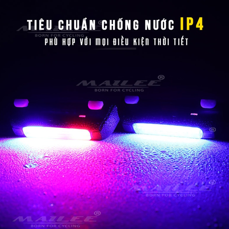 Đèn đuôi xe đạp sáng chớp xanh đỏ COB 120lumens độ sáng mạnh chống nước IPX4 sạc điện FY-306 MLH
