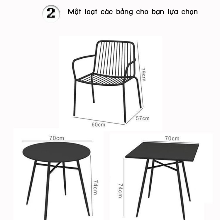 ✐Bắc Âu tối giản ngoài trời bàn ghế giải trí bằng sắt rèn quán trà sữa quán cà phê ban công sân vườn ngoài trời kết hợp