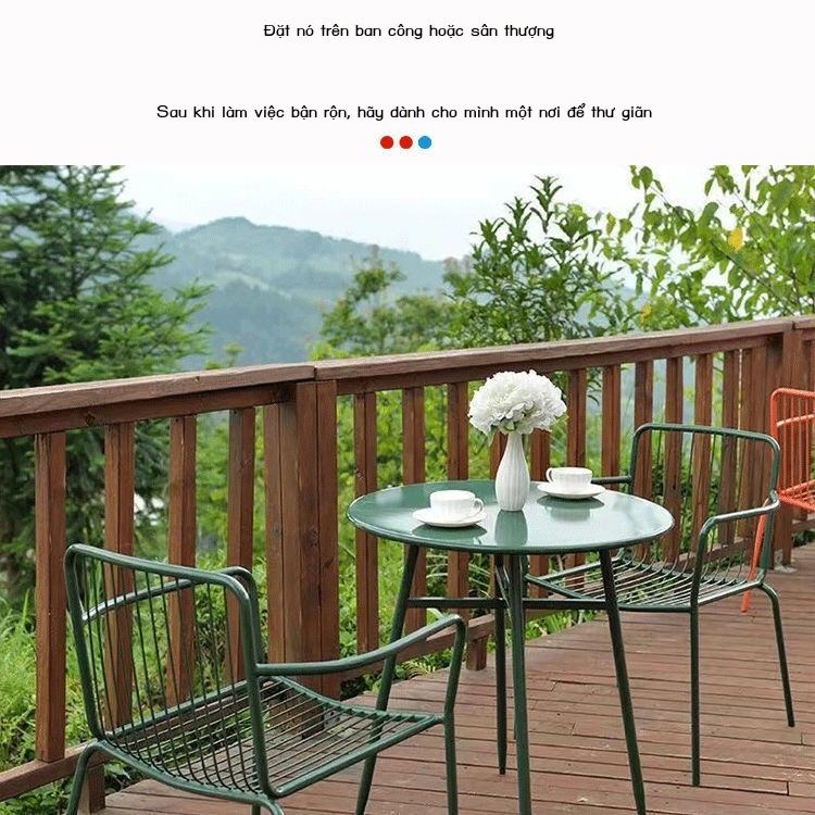 ✐Bắc Âu tối giản ngoài trời bàn ghế giải trí bằng sắt rèn quán trà sữa quán cà phê ban công sân vườn ngoài trời kết hợp