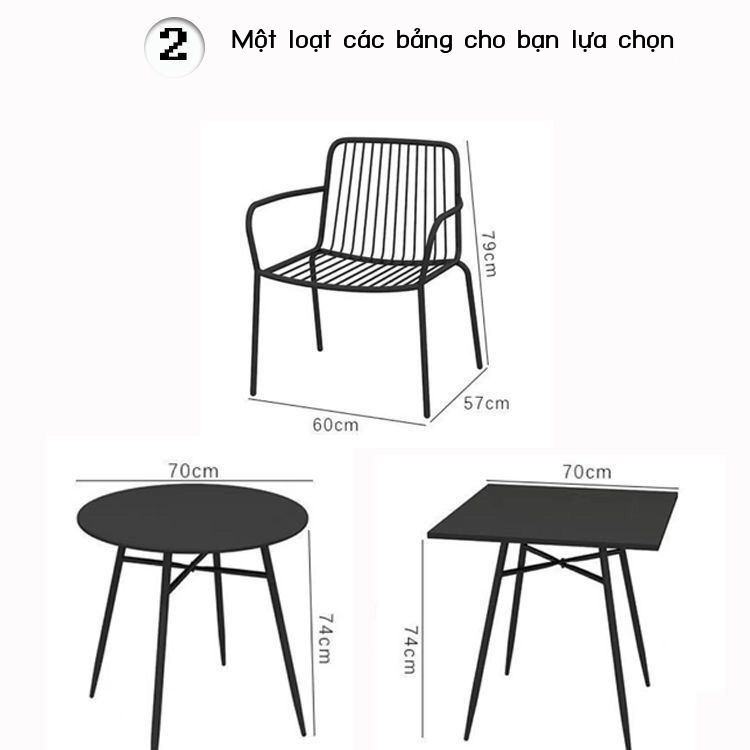✐Bắc Âu tối giản ngoài trời bàn ghế giải trí bằng sắt rèn quán trà sữa quán cà phê ban công sân vườn ngoài trời kết hợp