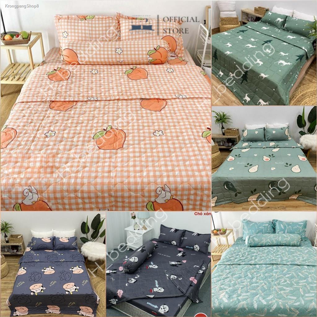 Bộ chăn hè trần bông,ga gối cotton poly 1m6,1m8,Drap giường đẹp được chọn mẫu trong bài