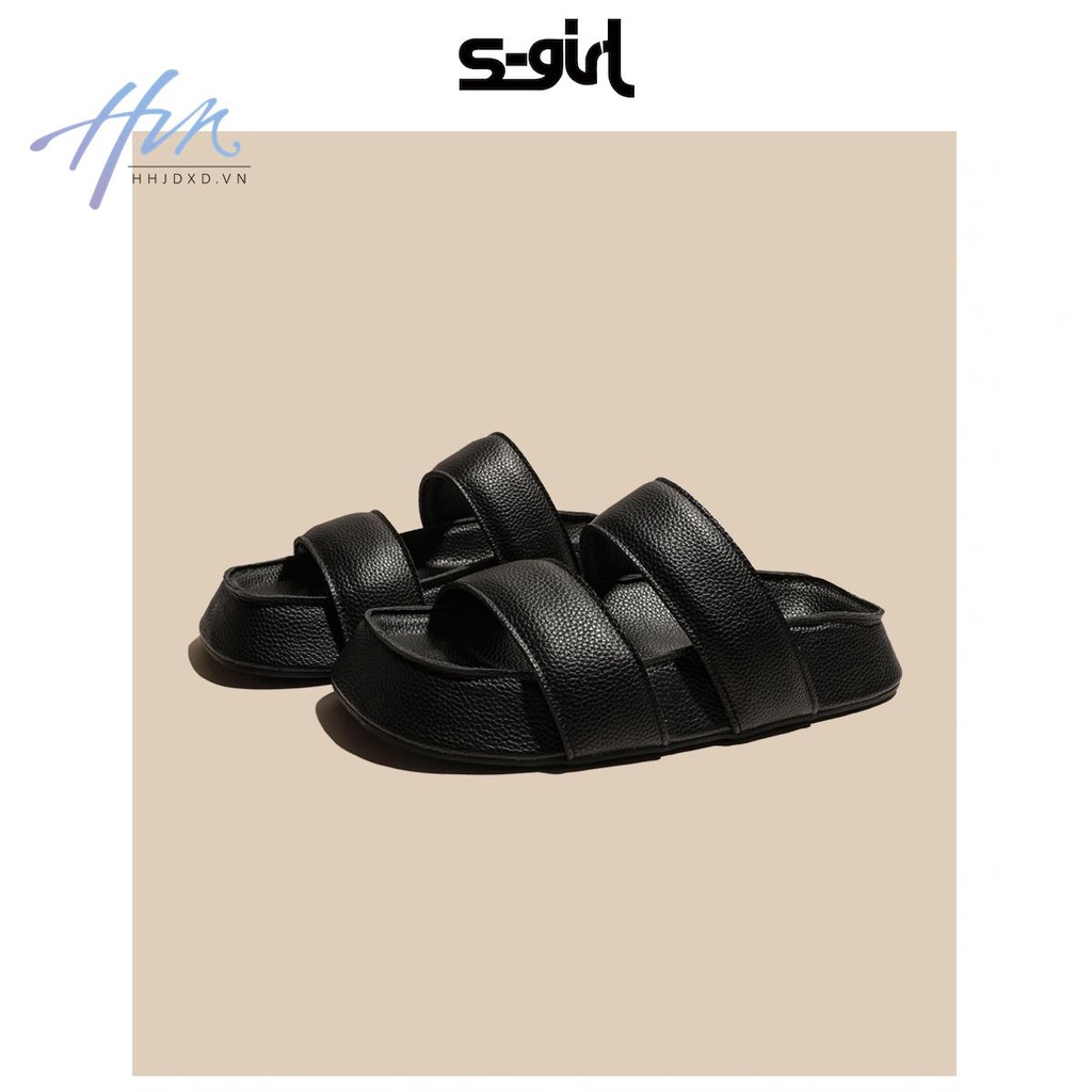 Dép Sandal Đế Dày Hở Ngón Màu Đen Thời Trang Mùa Hè Phong Cách Mới Cho Nữ