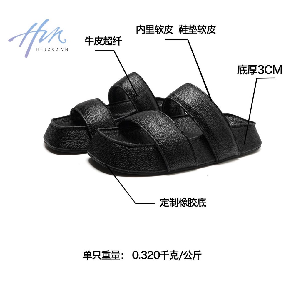 Dép Sandal Đế Dày Hở Ngón Màu Đen Thời Trang Mùa Hè Phong Cách Mới Cho Nữ