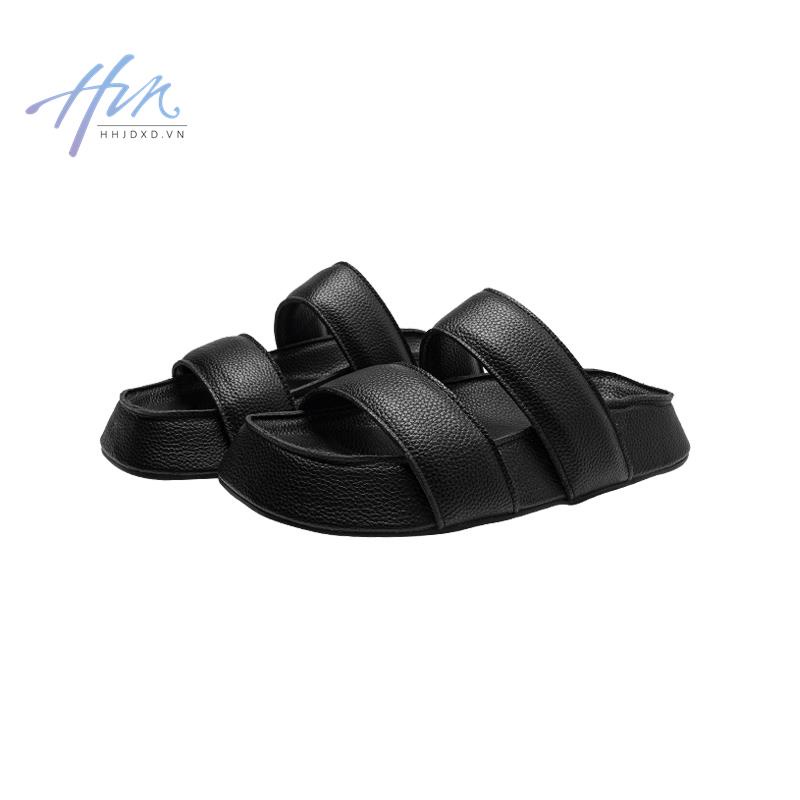 Dép Sandal Đế Dày Hở Ngón Màu Đen Thời Trang Mùa Hè Phong Cách Mới Cho Nữ