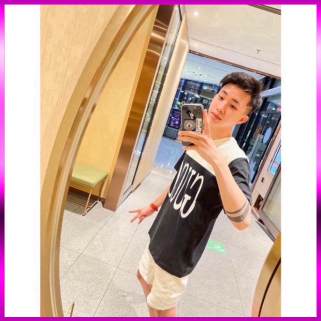 Áo phông nam nữ Premium Cotton pha màu đen sữa dập chữ GG trước ngực siêu sang Giá sinh viên * | BigBuy360 - bigbuy360.vn