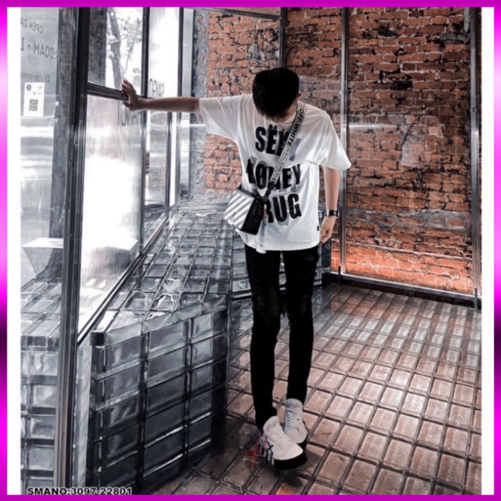Áo phông nam nữ Premium Cotton in nổi chữ Sex Money Drug bóng mờ cổ bo dày dặn phong cách streetwear Giá sinh viên * | BigBuy360 - bigbuy360.vn