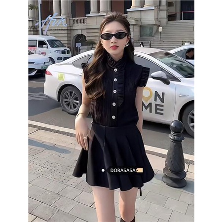 Áo Kiểu Sát Nách Dáng Ôm Phối Bèo Kiểu Pháp Xinh Xắn Cho Bạn Gái