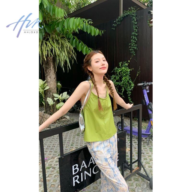 Áo Hai Dây Dáng Ngắn Chất Liệu Da Thời Trang Mùa Hè Quyến Rũ Cho Nữ