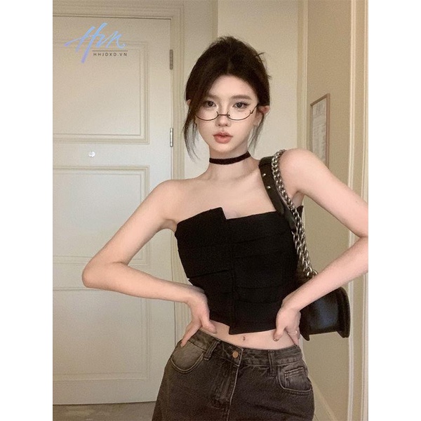 Áo Ống Ôm Dáng Màu Đen Quyến Rũ Dành Cho Nữ