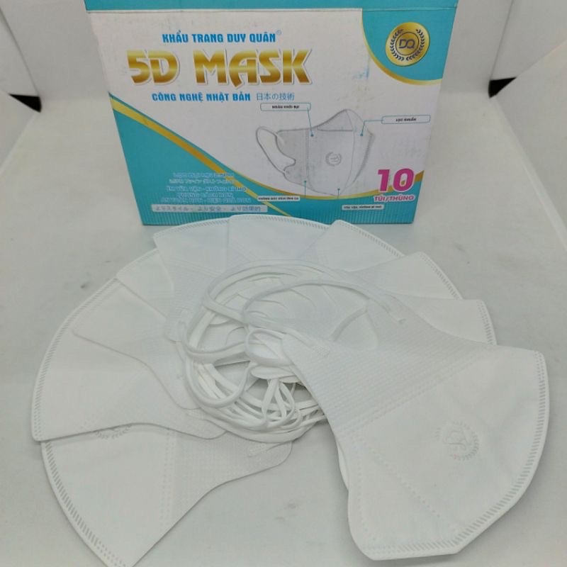 Khẩu trang 5D Mask Duy Quân kháng khuẩn chống bụi cao cấp thùng 100 chiếc