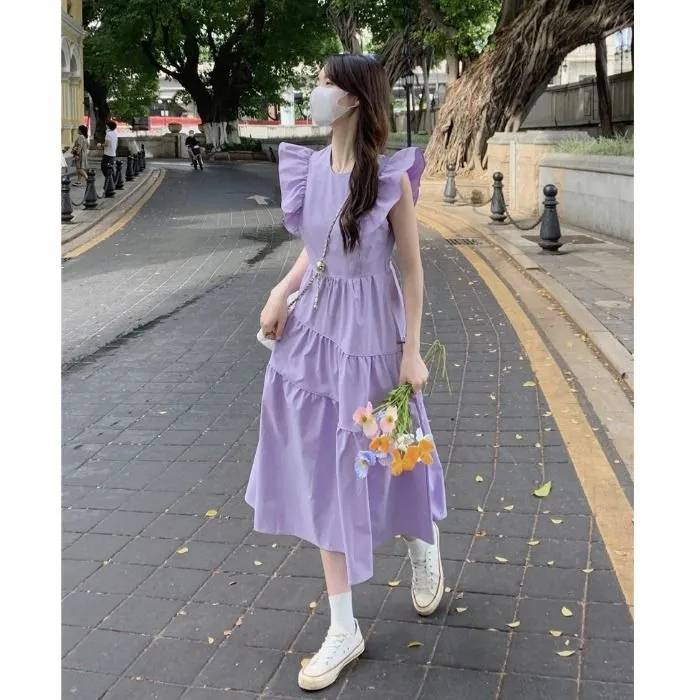 Đầm Dài Qua Gối Ôm Eo Phong Cách Pháp Thời Trang Mùa Hè Cho Nữ