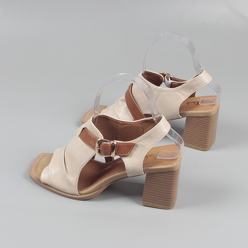 Hàng Mới Về Mới Giày Cao Gót Mũi Vuông Hở Ngón Thời Trang Mùa Hè 2023 Dành Cho Nữ