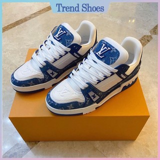 Giày lv louis vuitton trainer xanh than, giày thể thao lv hot trend nam nữ
