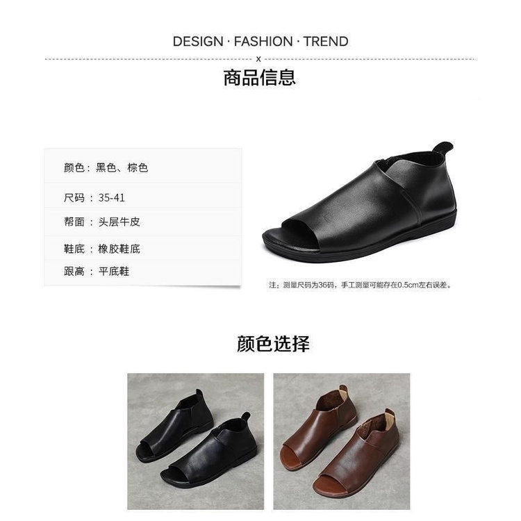 Giày Sandal Hở Mũi Đế Mềm Bằng Da Thật Phong Cách Anh Quốc Cho Nữ