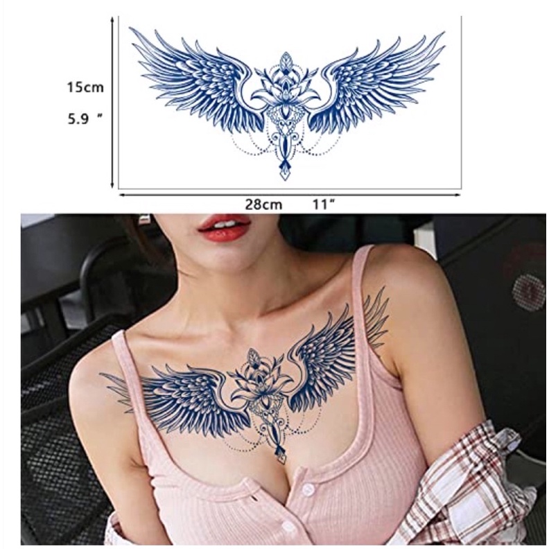 Hình xăm dán ma thuật lên hình trong 24h tattoo kín ngực 15x26cm- lưu hình trên 15 ngày