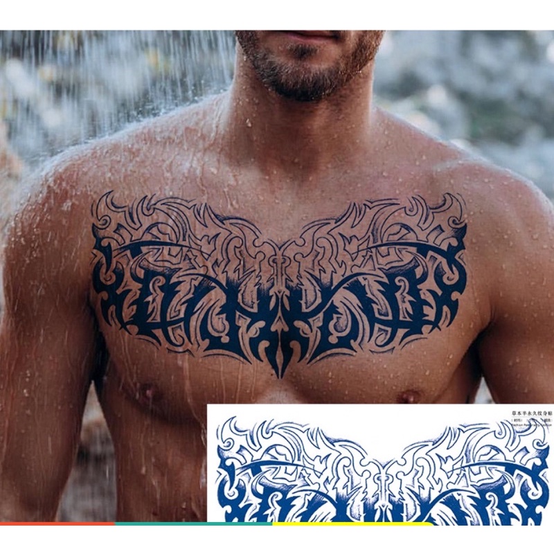 Hình xăm dán ma thuật lên hình trong 24h tattoo kín ngực 15x26cm- lưu hình trên 15 ngày