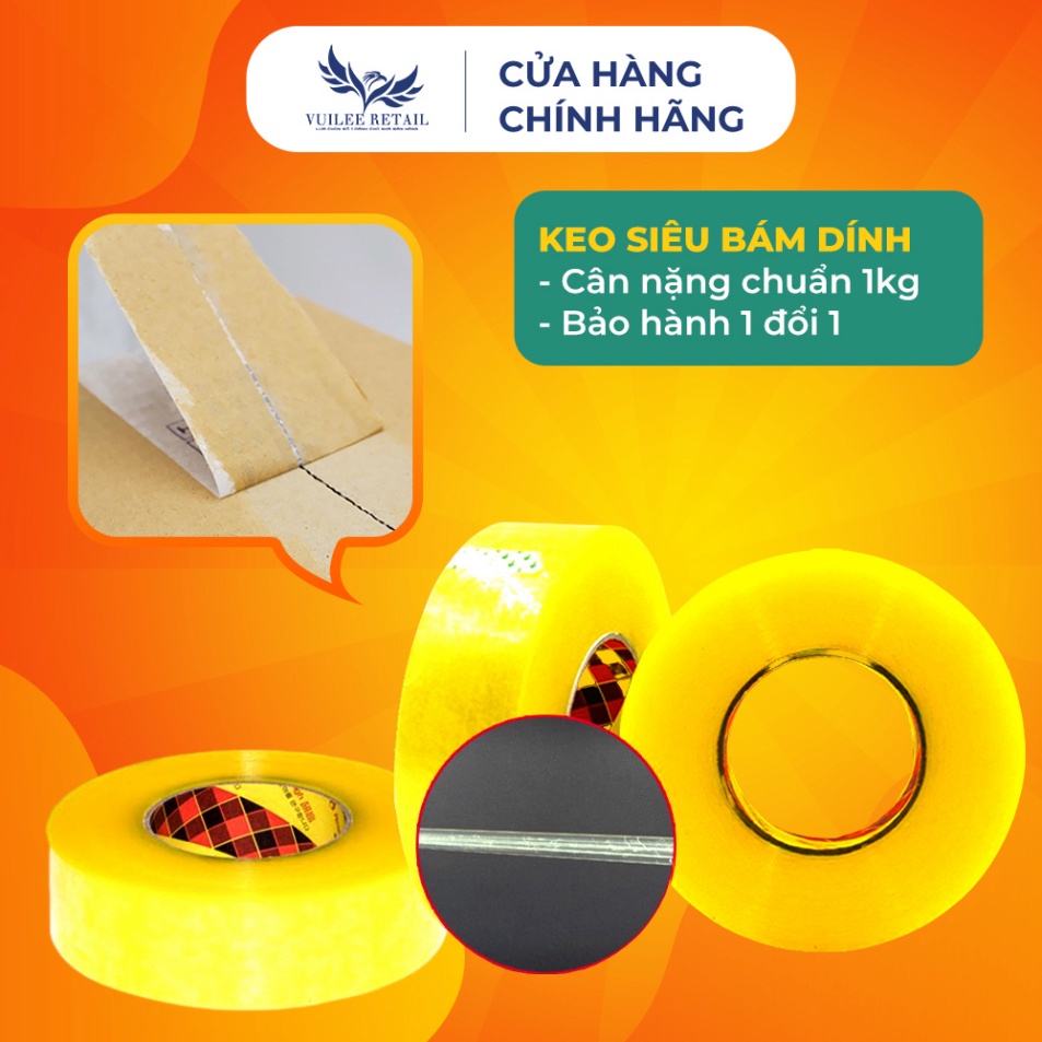 Băng Dính 1Kg VUILEE RETAIL Lõi Giấy Siêu Mỏng 2.4mm Giá Xưởng.