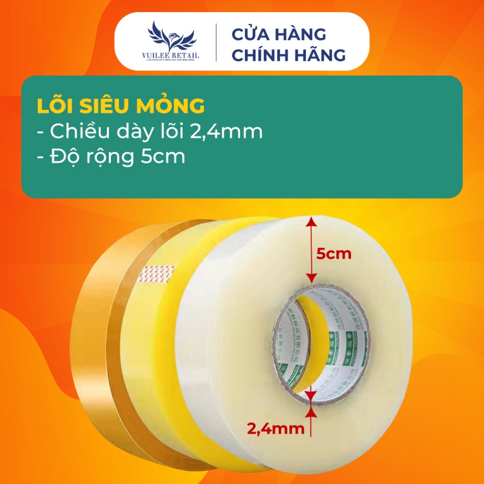 Băng Dính 1Kg VUILEE RETAIL Lõi Giấy Siêu Mỏng 2.4mm Giá Xưởng.