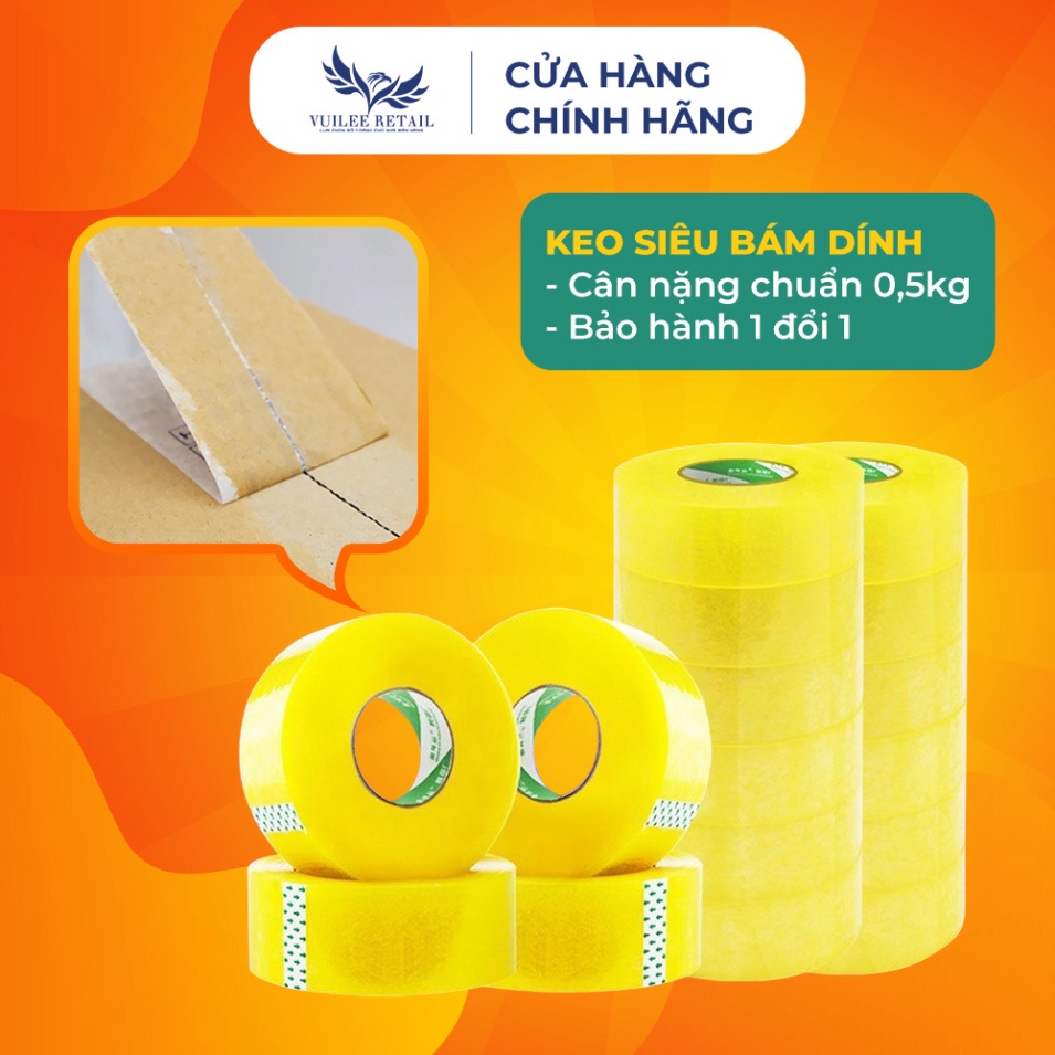 Băng Dính 1Kg VUILEE RETAIL Lõi Giấy Siêu Mỏng 2.4mm Giá Xưởng.