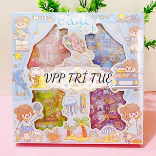 SỈ 100 Miếng Dán Sticker Họa Tiết Hoạt Hình Trang Trí - Sticker October  - VPP Trí Tuệ
