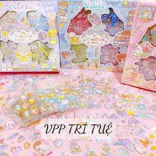 SỈ 100 Miếng Dán Sticker Họa Tiết Hoạt Hình Trang Trí - Sticker October  - VPP Trí Tuệ