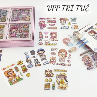 SỈ 100 Miếng Dán Sticker Họa Tiết Hoạt Hình Trang Trí - Sticker October  - VPP Trí Tuệ