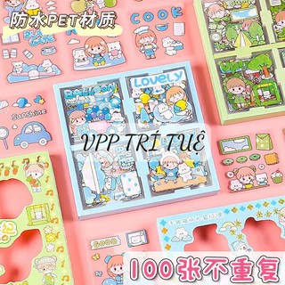 SỈ 100 Miếng Dán Sticker Họa Tiết Hoạt Hình Trang Trí - Sticker October  - VPP Trí Tuệ