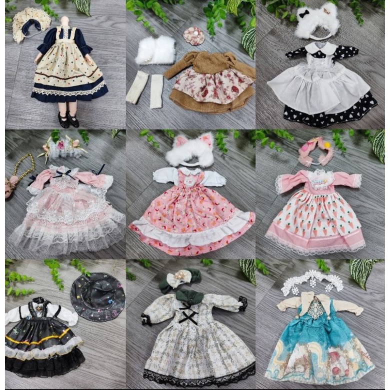 các mẫu váy lolita,váy hầu gái dáng dài cho búp bê 30cm cơ thể mập
