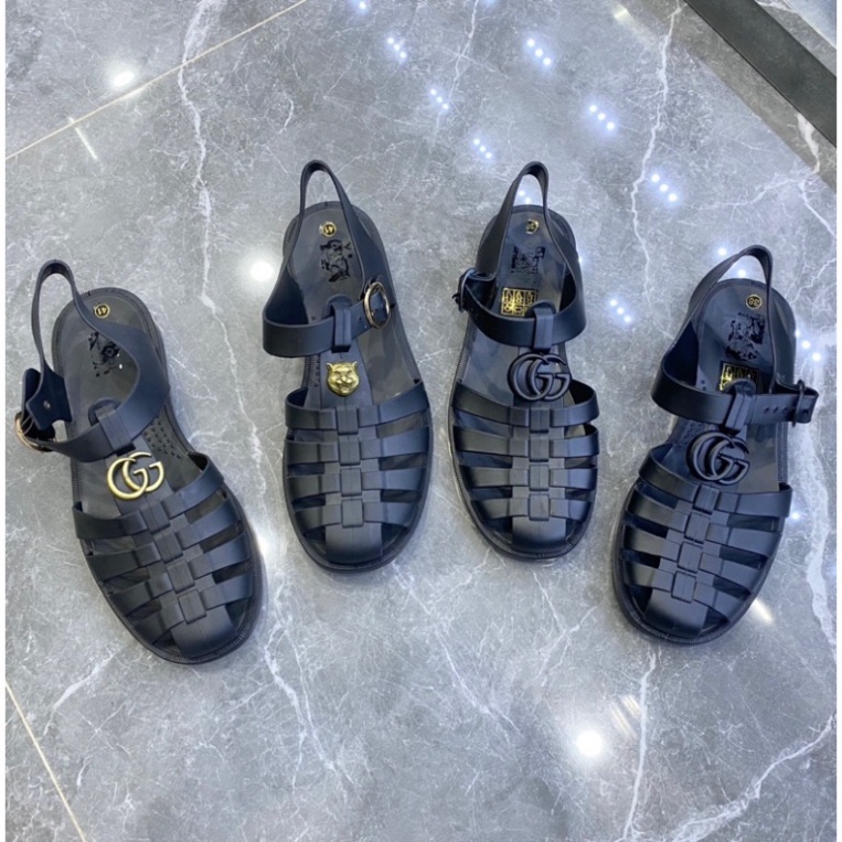 Dép dọ nam GC quai hậu nam sandal GC mặt kim loại đế đúc quai cao su non