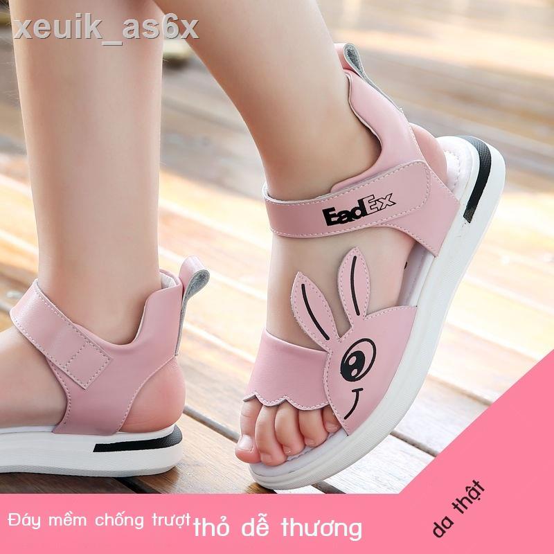 ✱Dép bé gái mùa hè công chúa bằng da trẻ em phiên bản Hàn Quốc thỏ lớn thời trang giày học sinh tiểu